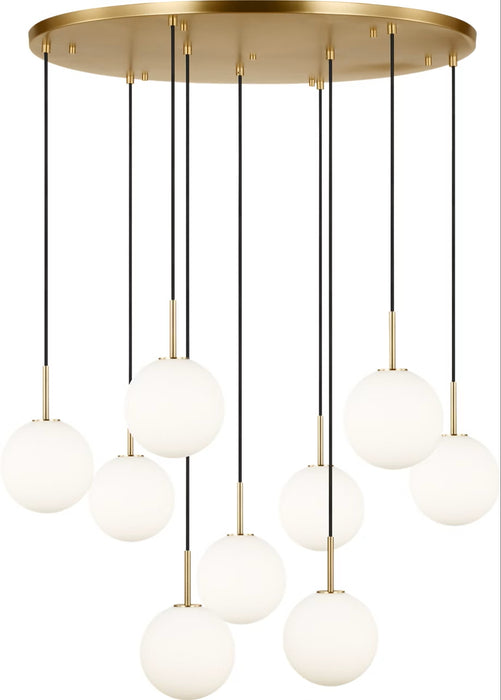 Myhouse Lighting Visual Comfort Studio - SCRJCH206EBSOEG - Nine Light Chandelier - Sorelle - Estate Brass