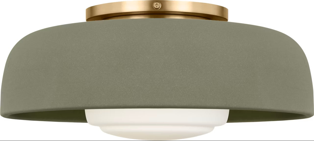 Myhouse Lighting Visual Comfort Studio - SCRJFM169EBSSSOEG - One Light Flush Mount - Liora - Estate Brass