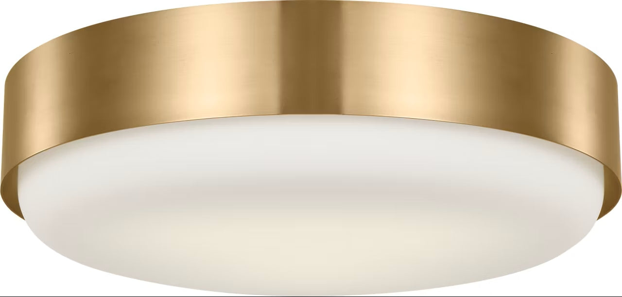 Myhouse Lighting Visual Comfort Studio - SCRJFM188EBSOEG - Three Light Flush Mount - Aurelle - Estate Brass