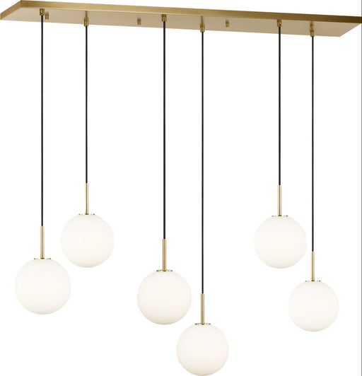 Myhouse Lighting Visual Comfort Studio - SCRJLS208EBSOEG - Six Light Linear Chandelier - Sorelle - Estate Brass