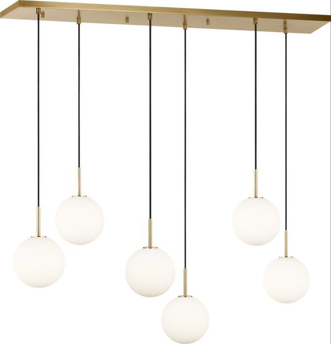 Myhouse Lighting Visual Comfort Studio - SCRJLS208EBSOEG - Six Light Linear Chandelier - Sorelle - Estate Brass