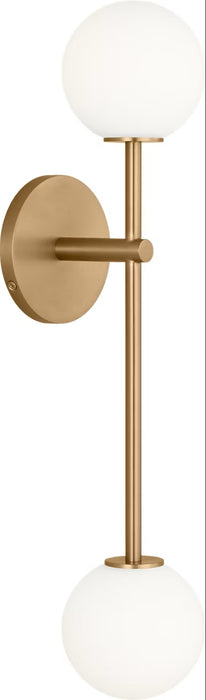 Myhouse Lighting Visual Comfort Studio - SCRJWS185EBSOEG - Two Light Wall Sconce - Sorelle - Estate Brass
