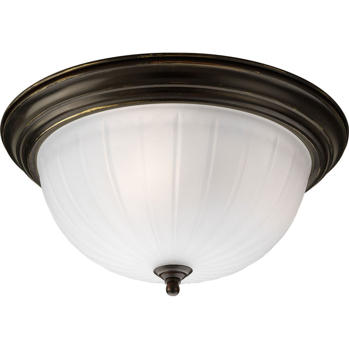 Myhouse Lighting Progress Lighting - P3818-20 - Three Light Flush Mount - Melon Glass - Antique Bronze