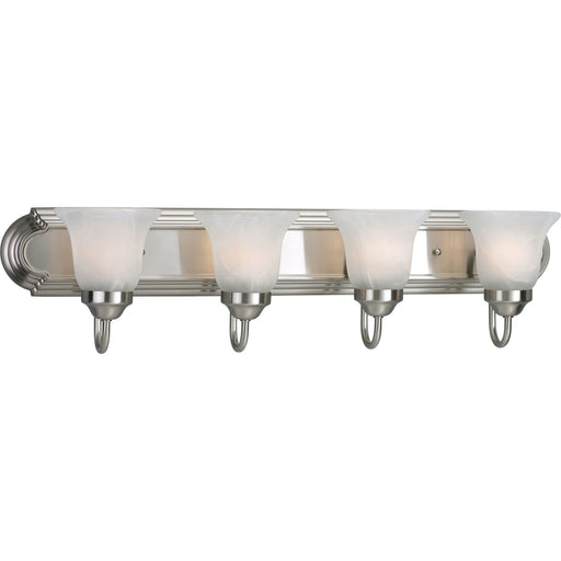 Myhouse Lighting Progress Lighting - P3054-09 - Four Light Bath Bracket - Alabaster Glass - Brushed Nickel