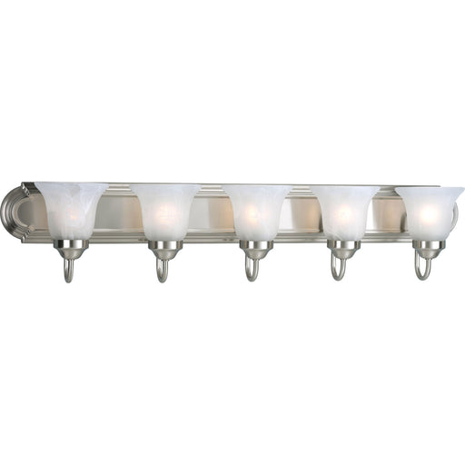 Myhouse Lighting Progress Lighting - P3055-09 - Five Light Bath Bracket - Alabaster Glass - Brushed Nickel