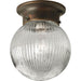 Myhouse Lighting Progress Lighting - P3599-20 - One Light Flush Mount - Globe - Clear Ribbed - Antique Bronze