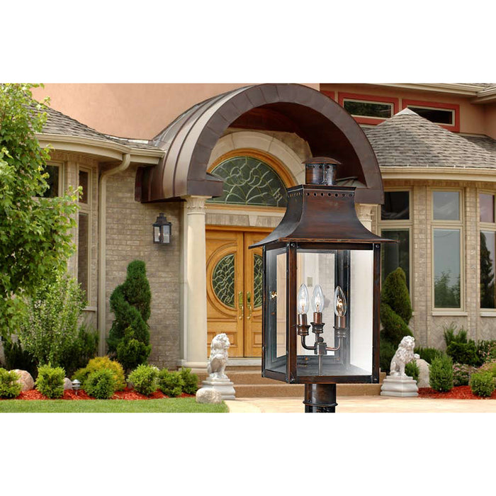 Myhouse Lighting Quoizel - CM9012AC - Three Light Outdoor Post Lantern - Chalmers - Aged Copper