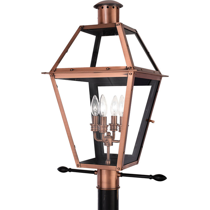 Myhouse Lighting Quoizel - RO9014AC - Four Light Outdoor Post Mount - Rue De Royal - Aged Copper