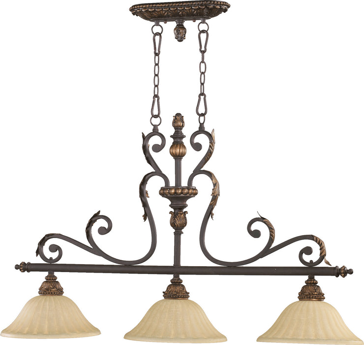 Myhouse Lighting Quorum - 6557-3-44 - Three Light Island Pendant - Rio Salado - Toasted Sienna With Mystic Silver