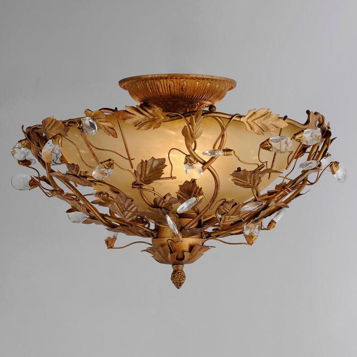 Myhouse Lighting Maxim - 2859EG - Three Light Semi-Flush Mount - Elegante - Etruscan Gold