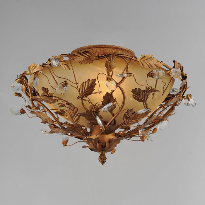 Myhouse Lighting Maxim - 2859EG - Three Light Semi-Flush Mount - Elegante - Etruscan Gold