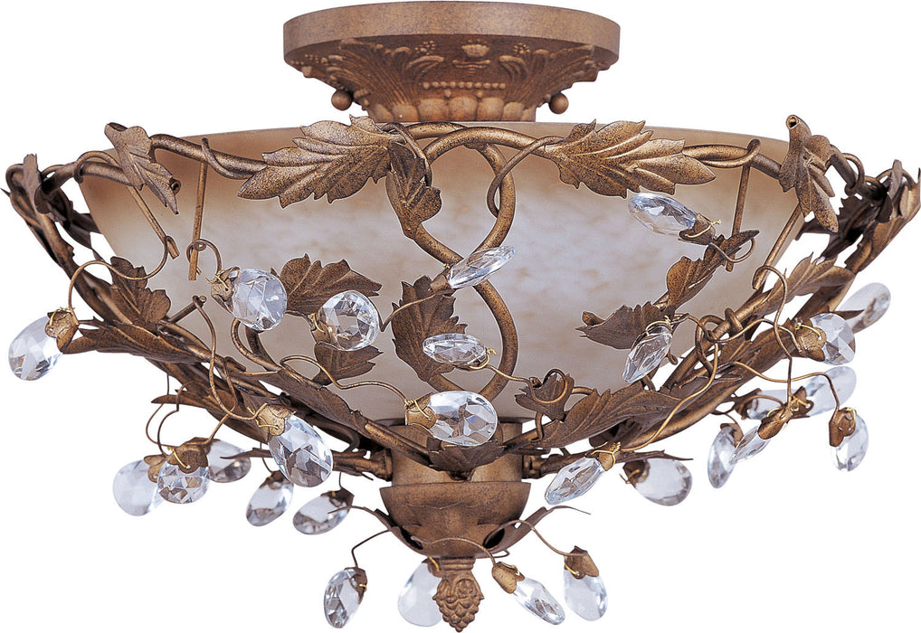 Myhouse Lighting Maxim - 2859EG - Three Light Semi-Flush Mount - Elegante - Etruscan Gold