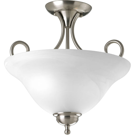 Myhouse Lighting Progress Lighting - P3460-09 - Two Light Flush Mount - Bell Glass - Alabaster - Brushed Nickel