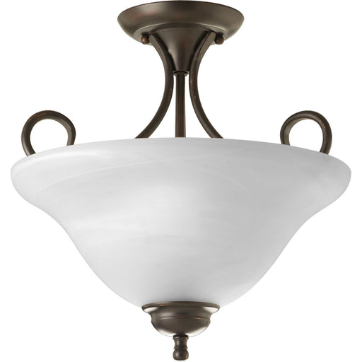 Myhouse Lighting Progress Lighting - P3460-20 - Two Light Flush Mount - Bell Glass - Alabaster - Antique Bronze