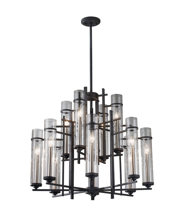 Myhouse Lighting Generation Lighting - F2629/8+4AF/BS - 12 Light Chandelier - Ethan - Antique Forged Iron / Brushed Steel