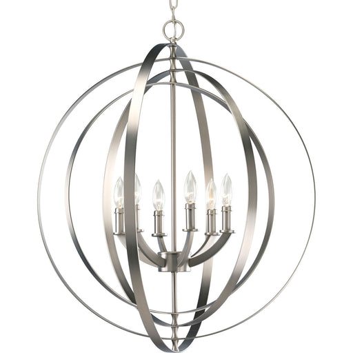 Myhouse Lighting Progress Lighting - P3889-126 - Six Light Foyer Pendant - Equinox - Burnished Silver