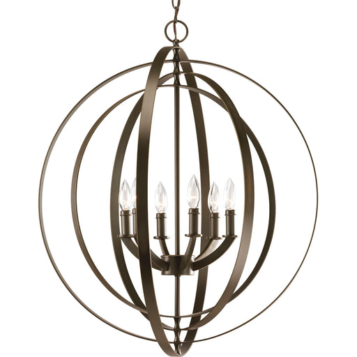 Myhouse Lighting Progress Lighting - P3889-20 - Six Light Foyer Pendant - Equinox - Antique Bronze