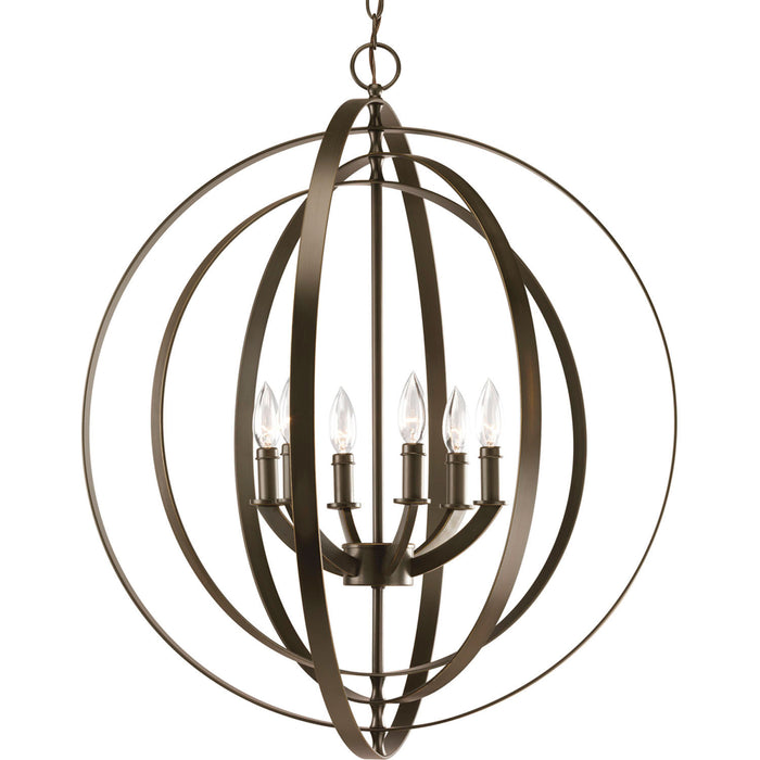 Myhouse Lighting Progress Lighting - P3889-20 - Six Light Foyer Pendant - Equinox - Antique Bronze