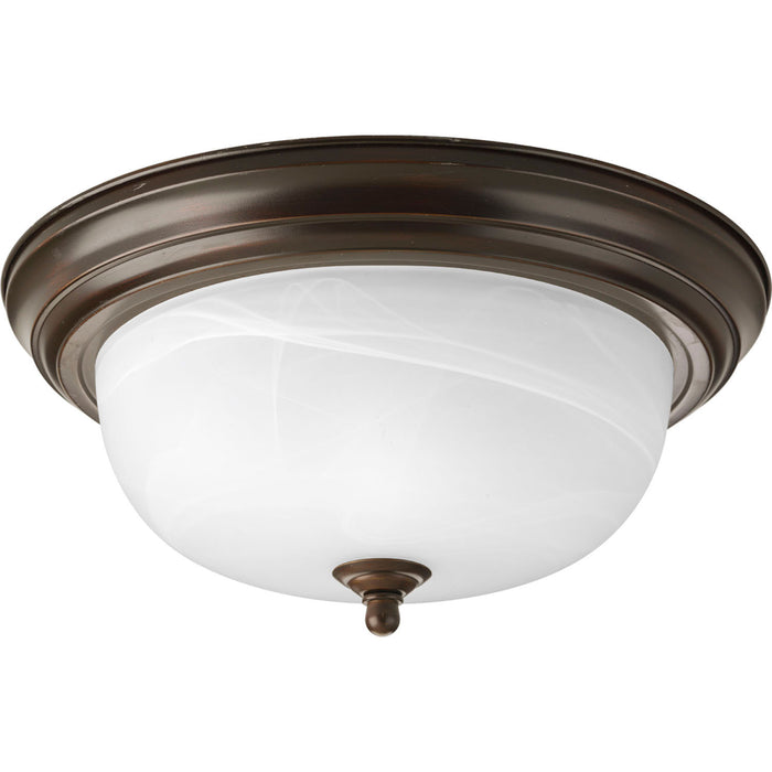 Myhouse Lighting Progress Lighting - P3925-20 - Two Light Flush Mount - Dome Glass - Alabaster - Antique Bronze