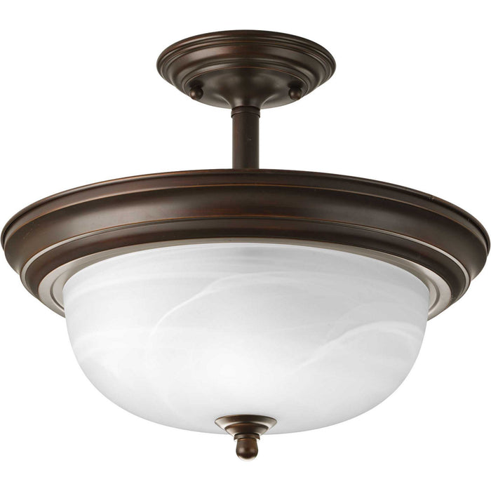 Myhouse Lighting Progress Lighting - P3927-20 - Two Light Semi-Flush Mount - Dome Glass - Alabaster - Antique Bronze