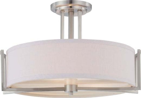 Myhouse Lighting Nuvo Lighting - 60-4758 - Three Light Semi Flush Mount - Gemini - Brushed Nickel