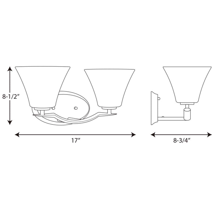 Myhouse Lighting Progress Lighting - P2005-09 - Two Light Bath Bracket - Bravo - Brushed Nickel