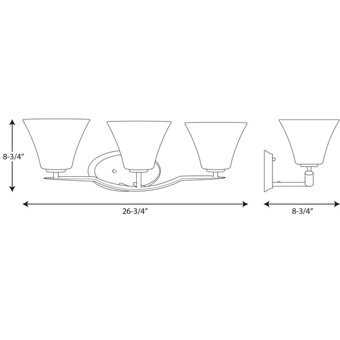 Myhouse Lighting Progress Lighting - P2006-09 - Three Light Bath Bracket - Bravo - Brushed Nickel