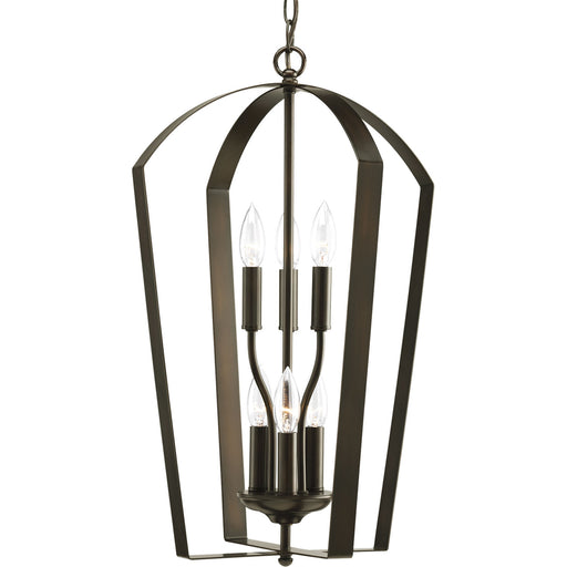 Myhouse Lighting Progress Lighting - P3929-20 - Six Light Foyer Pendant - Gather - Antique Bronze