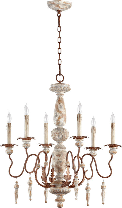 Myhouse Lighting Quorum - 6052-6-56 - Six Light Chandelier - La Maison - Manchester Grey w/ Rust Accents