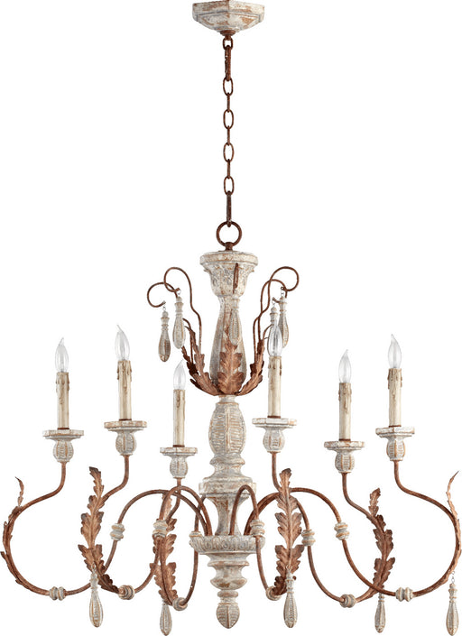 Myhouse Lighting Quorum - 6152-6-56 - Six Light Chandelier - La Maison - Manchester Grey w/ Rust Accents