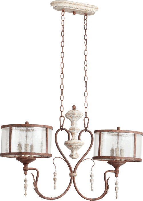 Myhouse Lighting Quorum - 6552-6-56 - Six Light Island Pendant - La Maison - Manchester Grey w/ Rust Accents