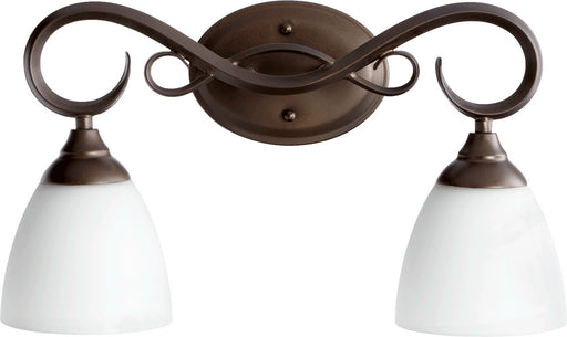 Myhouse Lighting Quorum - 5108-2-86 - Two Light Vanity - Powell - Oiled Bronze w/ Satin Opal