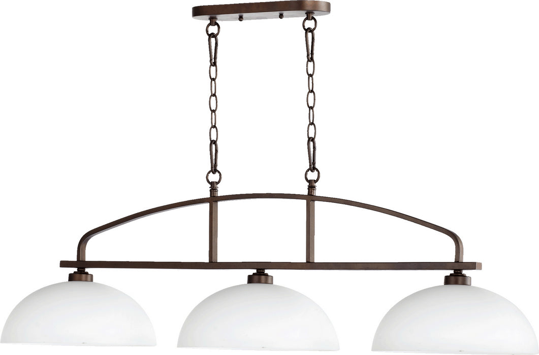 Myhouse Lighting Quorum - 6660-3-86 - Three Light Island Pendant - Reyes - Oiled Bronze