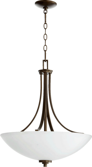 Myhouse Lighting Quorum - 8060-4-86 - Four Light Pendant - Reyes - Oiled Bronze