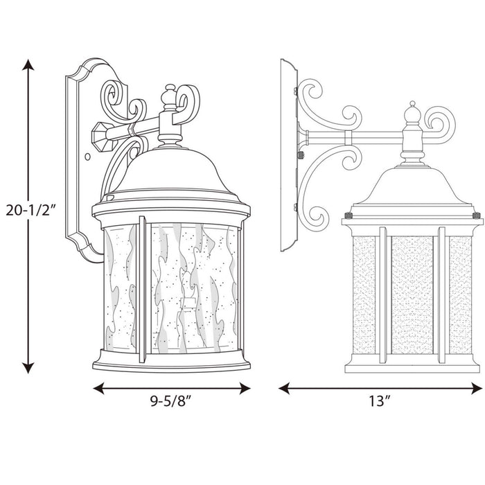 Myhouse Lighting Progress Lighting - P5651-20 - Three Light Large Wall Lantern - Ashmore - Antique Bronze