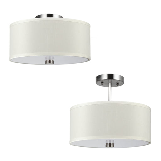 Myhouse Lighting Visual Comfort Studio - 77262-962 - Two Light Semi-Flush Convertible Pendant - Dayna Shade Pendants - Brushed Nickel