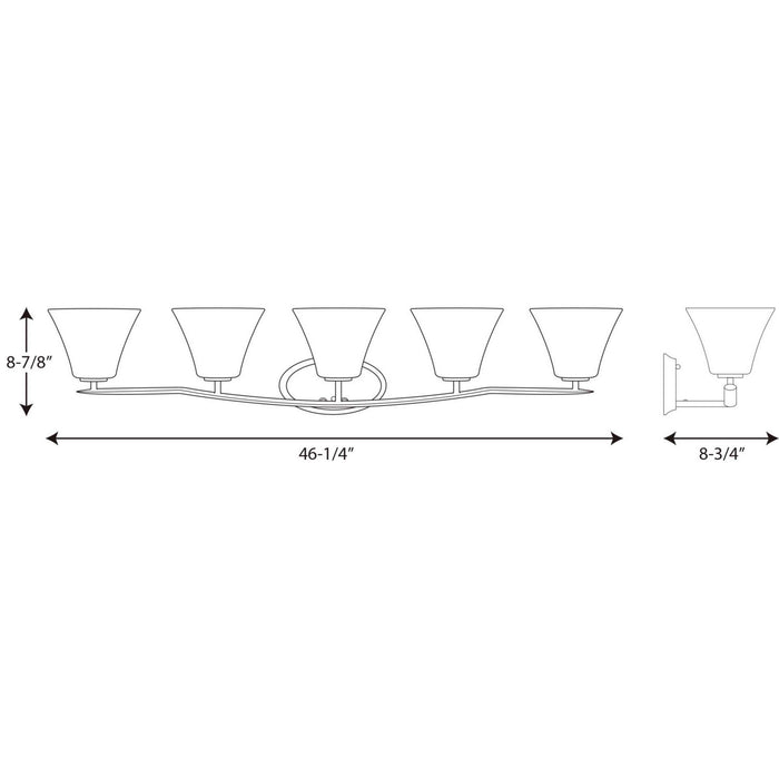 Myhouse Lighting Progress Lighting - P2016-09 - Five Light Bath Bracket - Bravo - Brushed Nickel