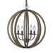 Myhouse Lighting Visual Comfort Studio - F2935/4WOW/AF - Four Light Pendant - Allier - Weathered Oak Wood / Antique Forged Iron