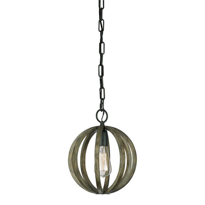 Myhouse Lighting Visual Comfort Studio - P1302WOW/AF - One Light Mini Pendant - Allier - Weathered Oak Wood / Antique Forged Iron