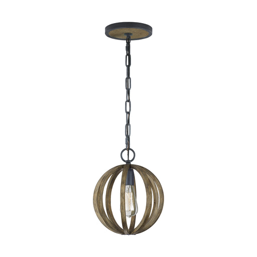 Myhouse Lighting Visual Comfort Studio - P1302WOW/AF - One Light Mini Pendant - Allier - Weathered Oak Wood / Antique Forged Iron