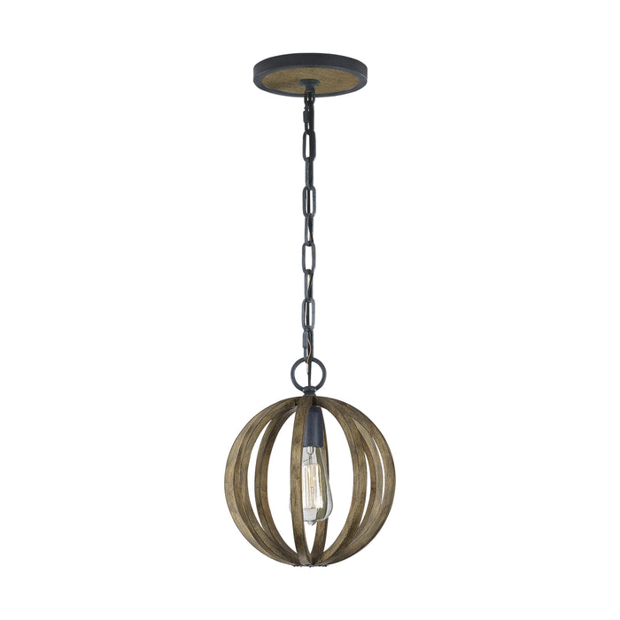 Myhouse Lighting Visual Comfort Studio - P1302WOW/AF - One Light Mini Pendant - Allier - Weathered Oak Wood / Antique Forged Iron