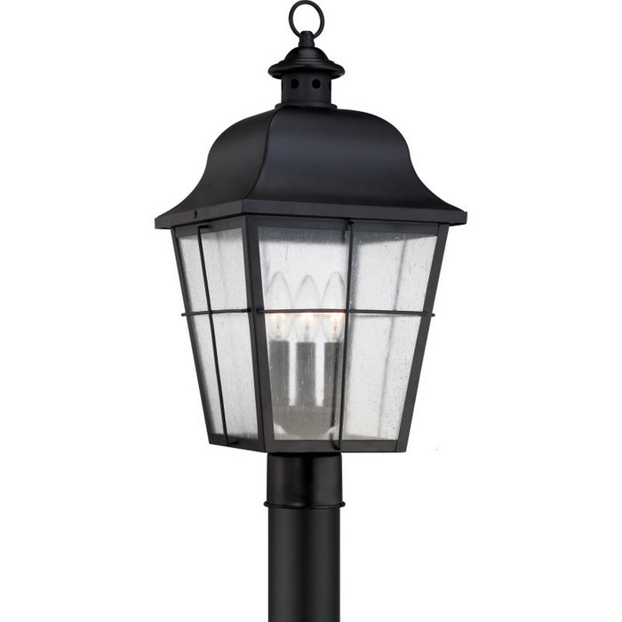 Myhouse Lighting Quoizel - MHE9010K - Three Light Outdoor Post Lantern - Millhouse - Mystic Black