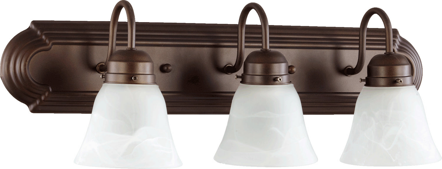 Myhouse Lighting Quorum - 5094-3-186 - Three Light Vanity - 5094 Vanities - Oiled Bronze w/ Faux Alabaster