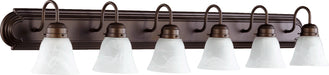 Myhouse Lighting Quorum - 5094-6-186 - Six Light Vanity - 5094 Vanities - Oiled Bronze w/ Faux Alabaster