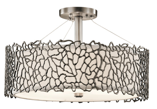 Myhouse Lighting Kichler - 43346CLP - Three Light Pendant/Semi Flush Mount - Silver Coral - Classic Pewter