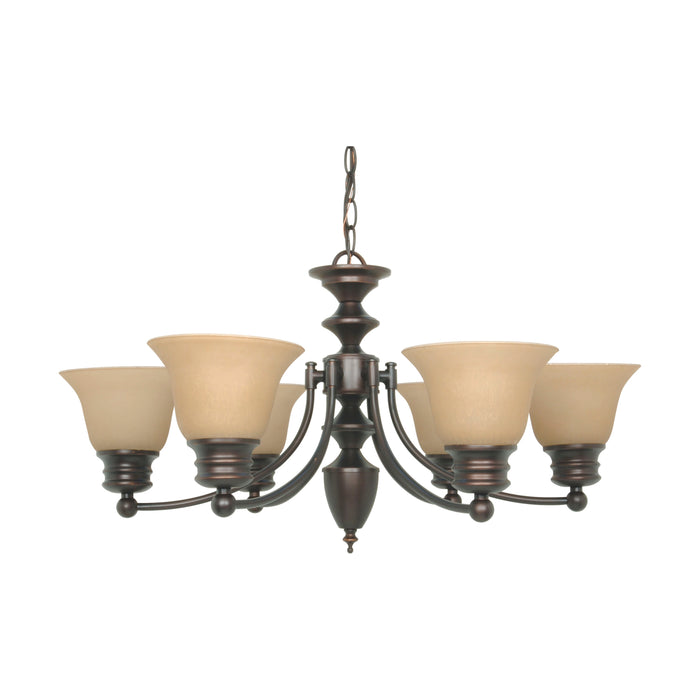 Empire Six Light Chandelier in Mahogany Bronze