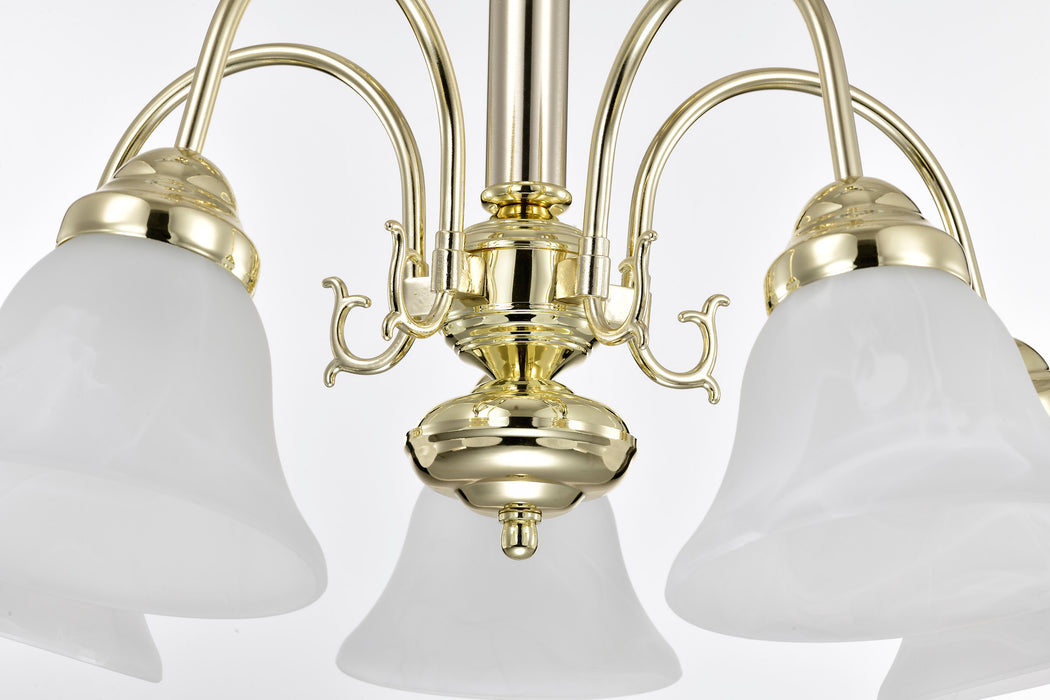 Ballerina Five Light Chandelier in Polished Brass