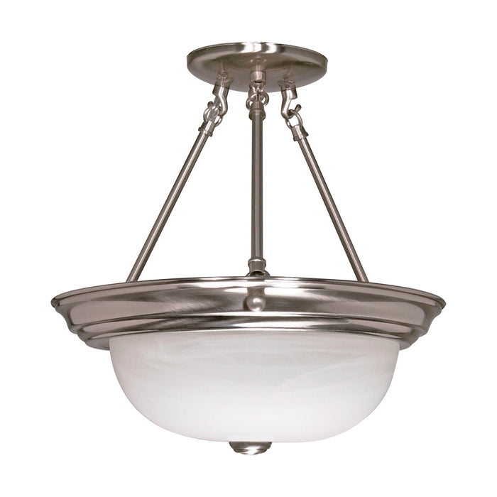 Three Light Semi Flush Mount in Brushed Nickel