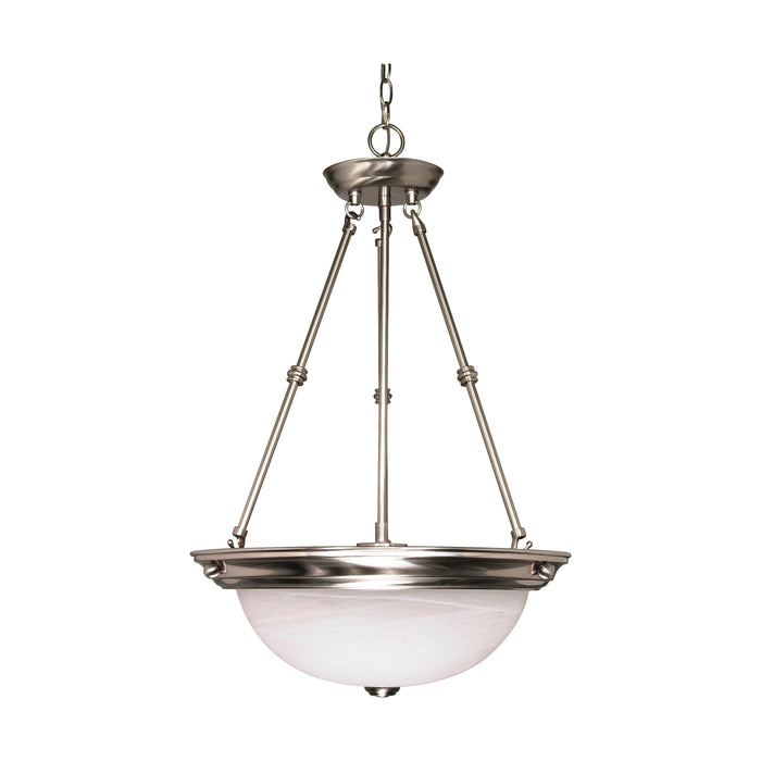 Alabaster Glass Brushed Nickel Three Light Pendant in Brushed Nickel