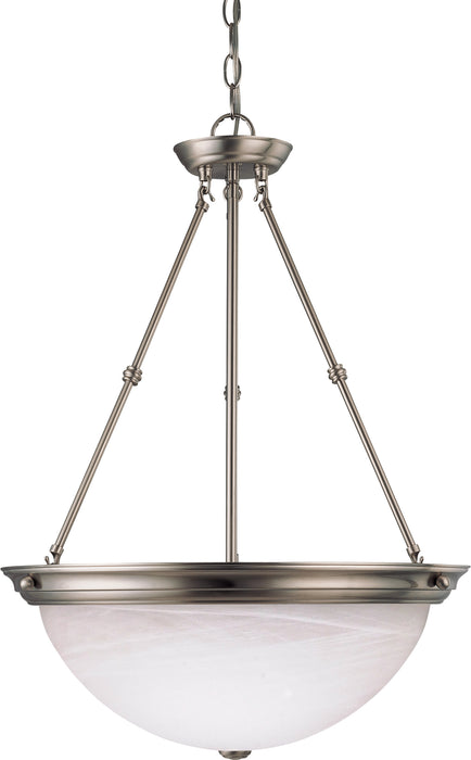 Alabaster Glass Brushed Nickel Three Light Pendant in Brushed Nickel